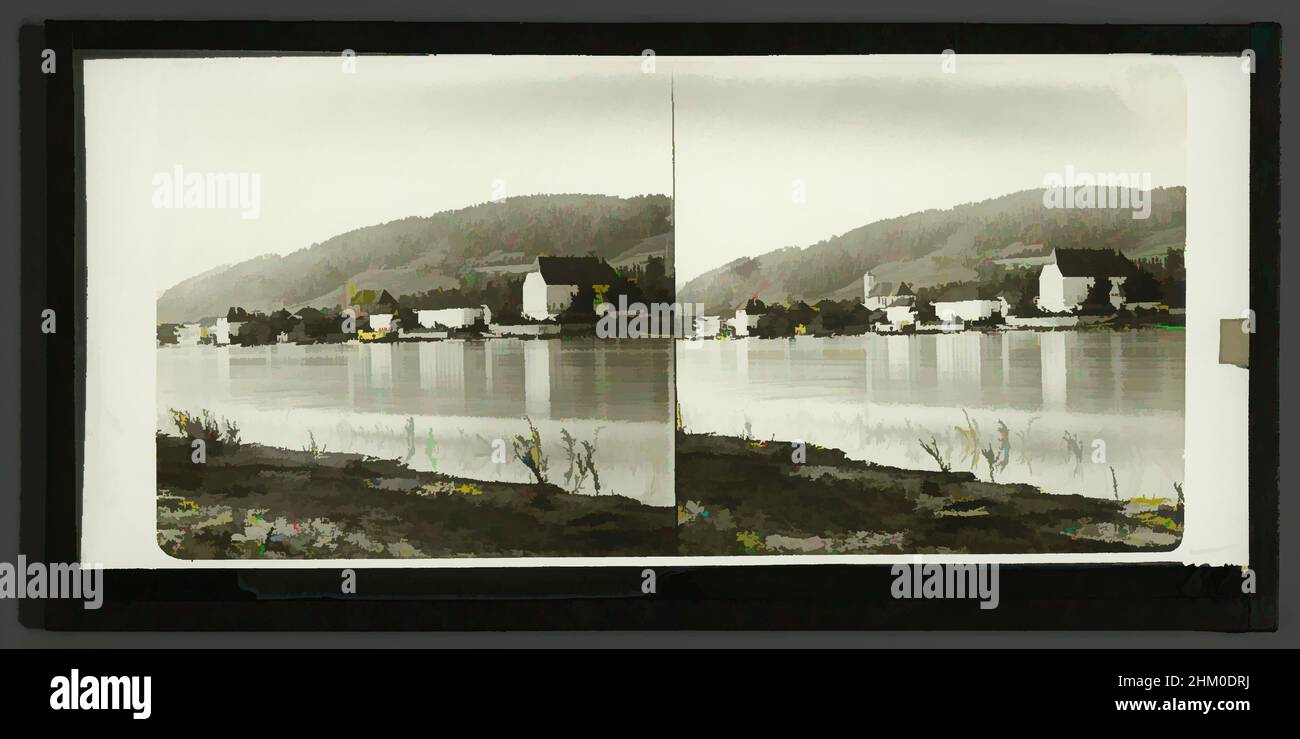 Art inspired by View of Engelhartszell on the Danube, Austria, Autriche Danube, vue de Engelhartszell, Engelhartszell, 1856 - 1890, glass, zegel rand:, slide, height 84 mm × width 170 mm, Classic works modernized by Artotop with a splash of modernity. Shapes, color and value, eye-catching visual impact on art. Emotions through freedom of artworks in a contemporary way. A timeless message pursuing a wildly creative new direction. Artists turning to the digital medium and creating the Artotop NFT Stock Photo
