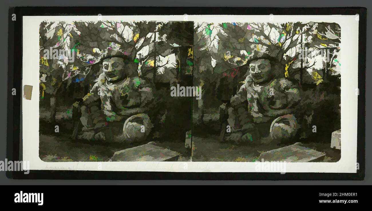 Art inspired by Statue in a forest in Asia, Azië, 1860 - 1890, glass, slide, height 83 mm × width 171 mm, Classic works modernized by Artotop with a splash of modernity. Shapes, color and value, eye-catching visual impact on art. Emotions through freedom of artworks in a contemporary way. A timeless message pursuing a wildly creative new direction. Artists turning to the digital medium and creating the Artotop NFT Stock Photo
