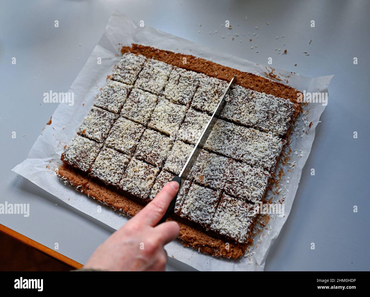 chocolate cake with cocos made on oven plate Stock Photo