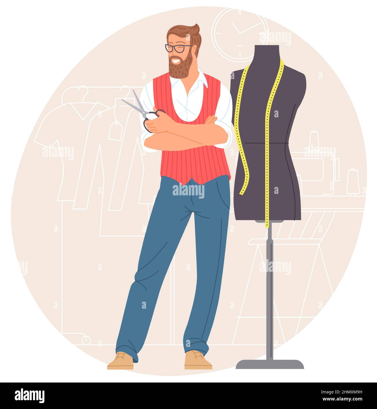 Male dressmaker sewing pattern Stock Vector Images Alamy