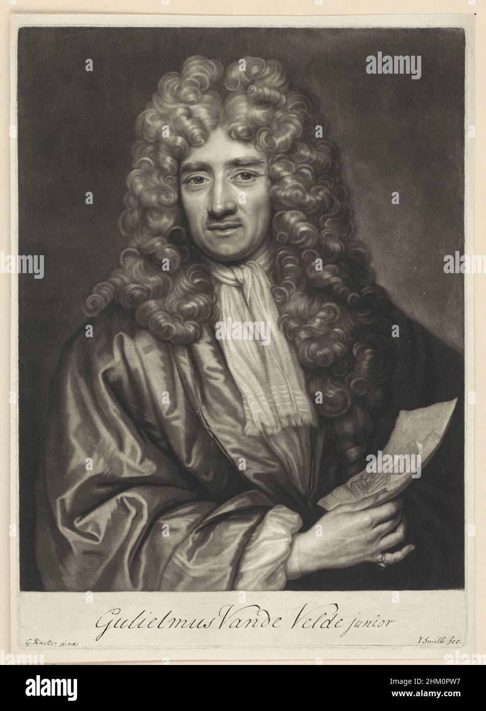 Portret Willem van de Velde op 74-jarige leeftijd Gulielmus Vande Velde junior (titel op object), RP-P-OB-32.864 Stock Photo