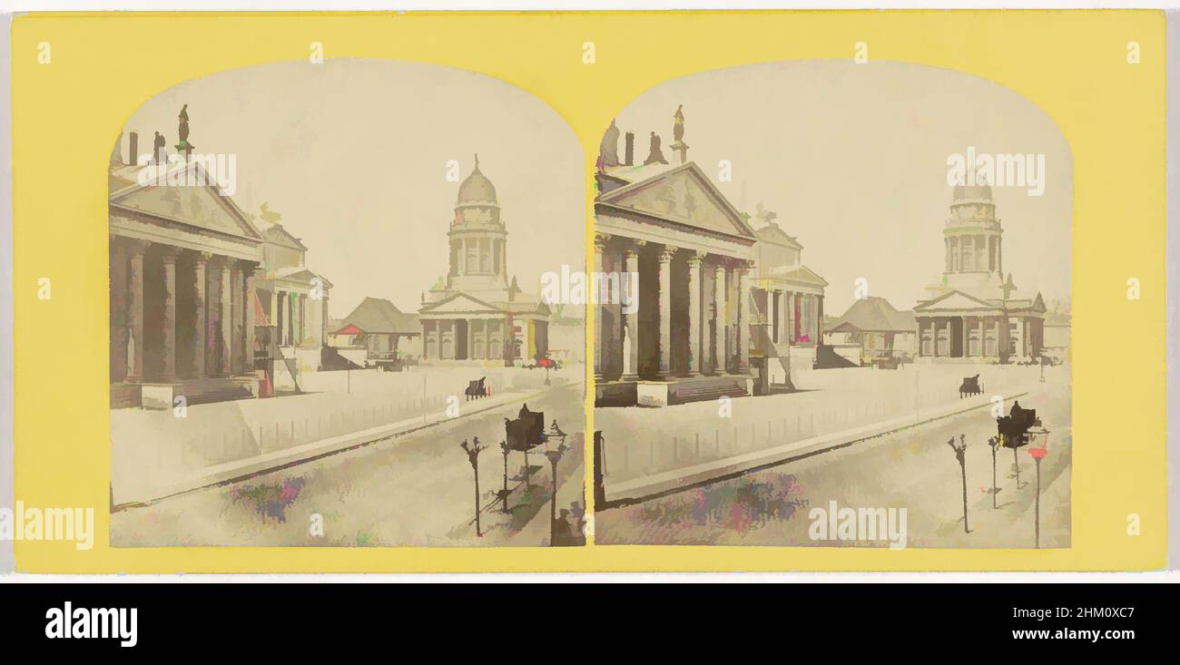 Art inspired by Gendarmenmarkt with the Konzerthaus and the Französischer Dom in Berlin, Die franzosische Kirche, das Schauspielhaus, die neue Kirche, Gensdarmenmarkt., L'église française, le théatre royal dramatique, la nouvelle église, le marché des gensd'armes., The french church, Classic works modernized by Artotop with a splash of modernity. Shapes, color and value, eye-catching visual impact on art. Emotions through freedom of artworks in a contemporary way. A timeless message pursuing a wildly creative new direction. Artists turning to the digital medium and creating the Artotop NFT Stock Photo