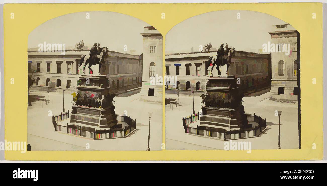 Art inspired by Equestrian statue of Frederick the Great in Berlin, seen from the Altes Palais, Das Standbild Friedrichs des Grossen, vom Fenster d. Palais S. Maj. des Konigs augenommen., Le monument de Frédéric le Grand, vue prise de la fénêtre de S.M. le Roi., The monument of Frederic, Classic works modernized by Artotop with a splash of modernity. Shapes, color and value, eye-catching visual impact on art. Emotions through freedom of artworks in a contemporary way. A timeless message pursuing a wildly creative new direction. Artists turning to the digital medium and creating the Artotop NFT Stock Photo
