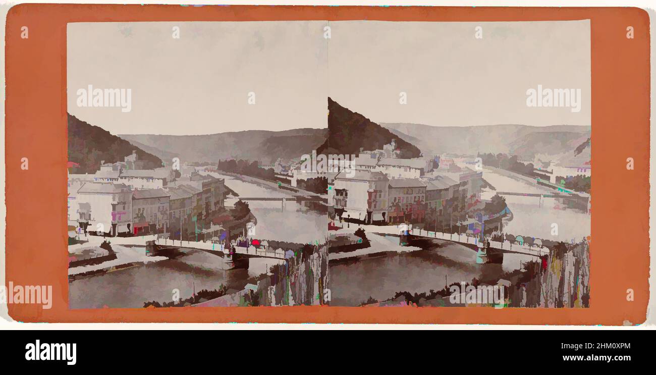 Art inspired by View of Bad Ems, Germany, Bad Ems, Ansichten von Bad Ems, Edmund Risse, painter: Rudolf Wimmer, Bad Ems, 1874, cardboard, photographic support, height 89 mm × width 180 mm, Classic works modernized by Artotop with a splash of modernity. Shapes, color and value, eye-catching visual impact on art. Emotions through freedom of artworks in a contemporary way. A timeless message pursuing a wildly creative new direction. Artists turning to the digital medium and creating the Artotop NFT Stock Photo