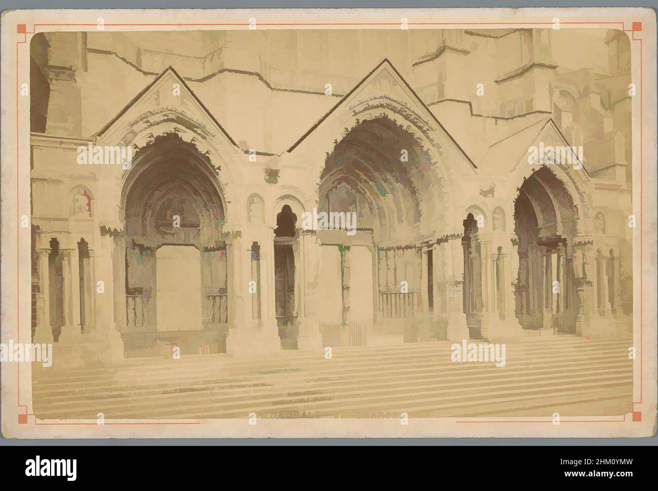 Art inspired by Portal of the cathedral at Chartres, Cathedrale de Chartres, portail nord, Chartres, 1850 - 1900, cardboard, albumen print, height 107 mm × width 164 mm, Classic works modernized by Artotop with a splash of modernity. Shapes, color and value, eye-catching visual impact on art. Emotions through freedom of artworks in a contemporary way. A timeless message pursuing a wildly creative new direction. Artists turning to the digital medium and creating the Artotop NFT Stock Photo