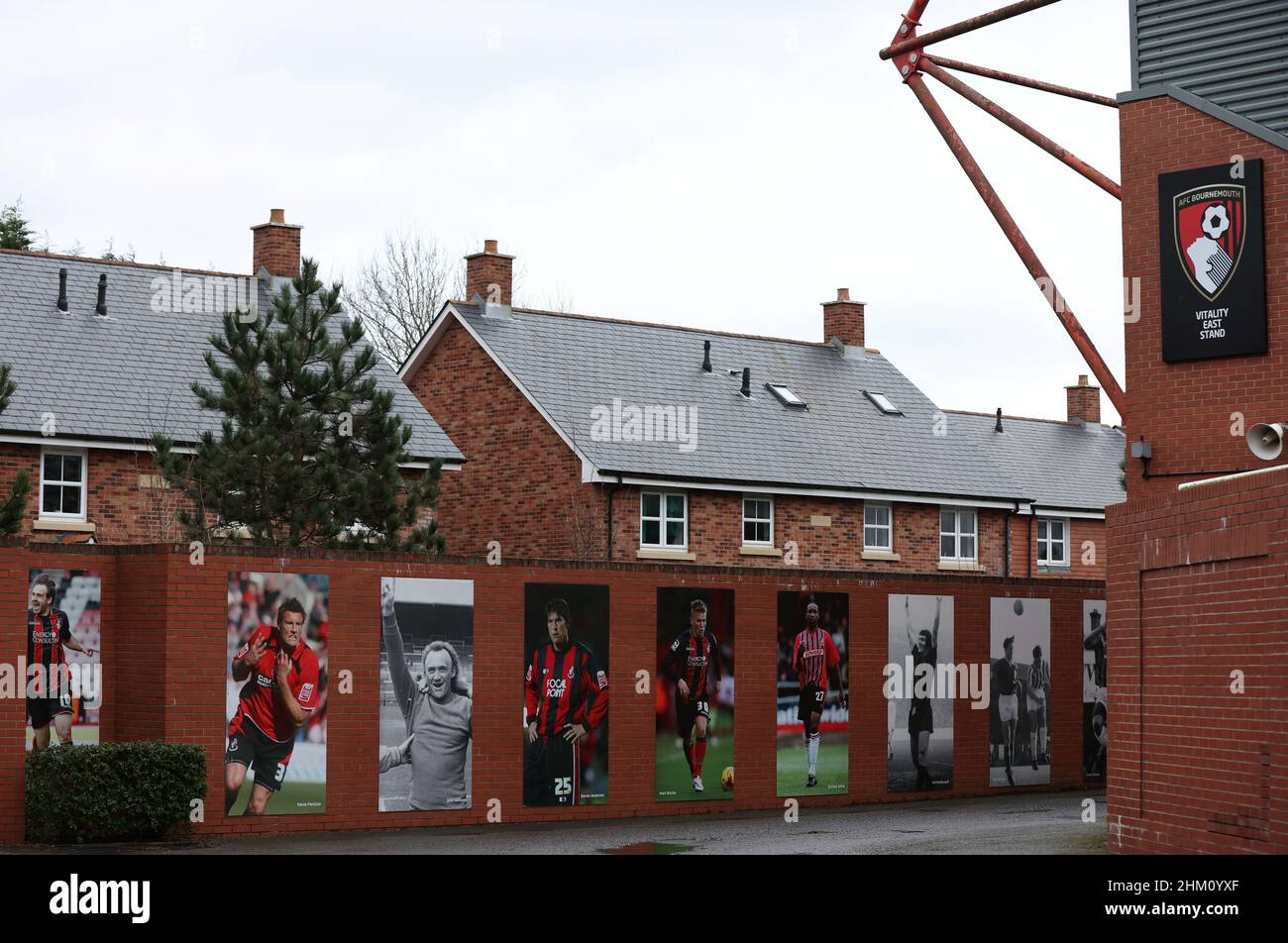 Soccer Football - FA Cup - Fourth Round - AFC Bournemouth v Boreham Wood -  Vitality Stadium, Bournemouth, Britain - February 6, 2022 General view of  pictures of AFC Bournemouth players outside