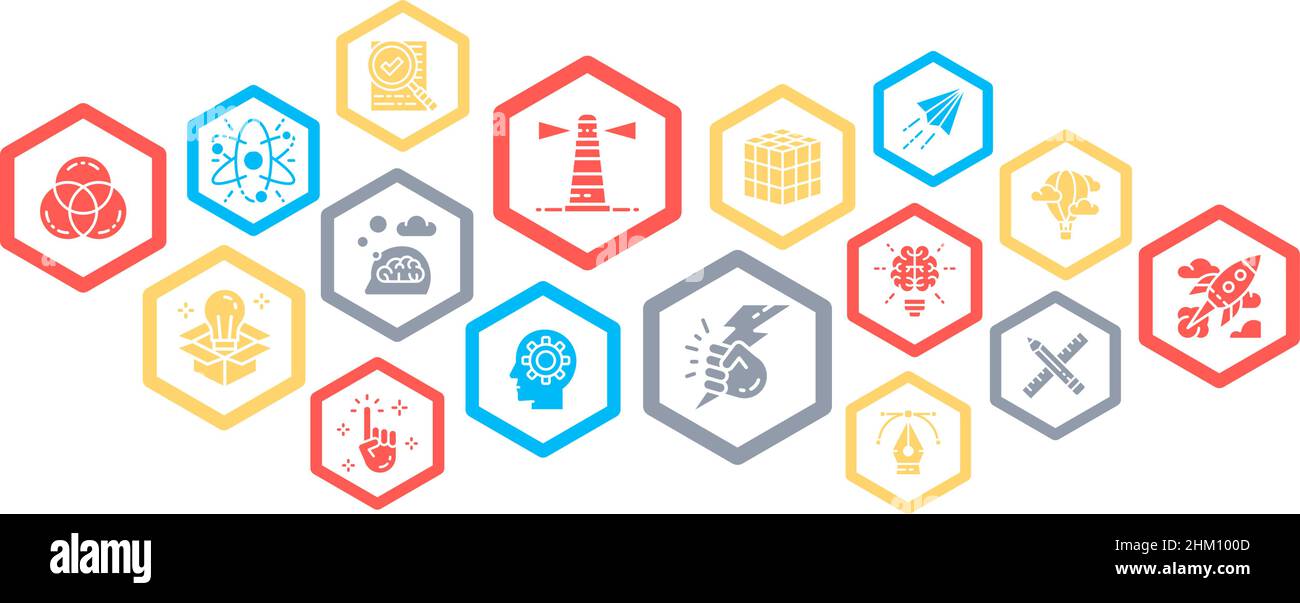 Creative infographic template with colored icons. Innovation, startup ...