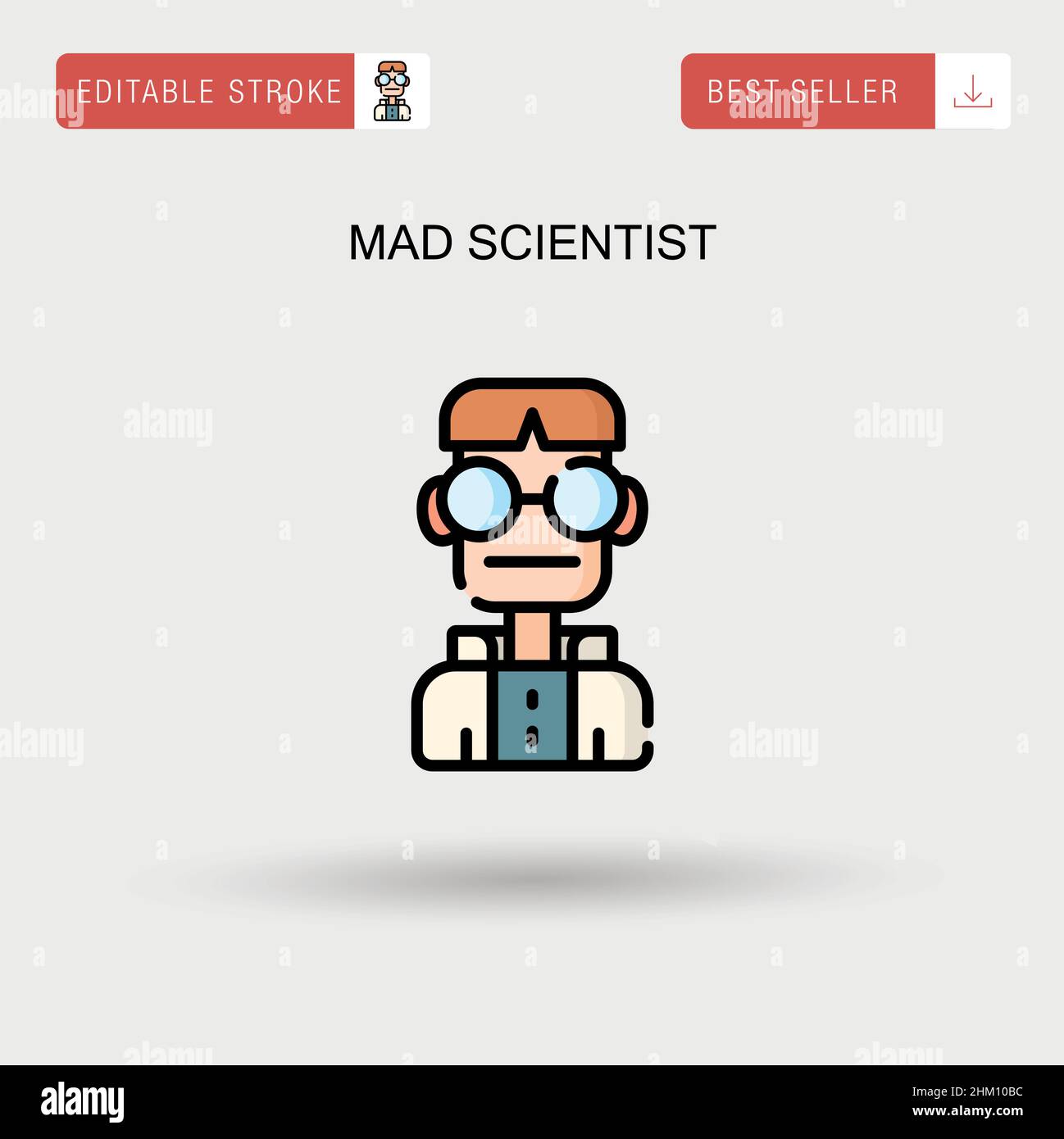 Mad scientist Simple vector icon. Stock Vector