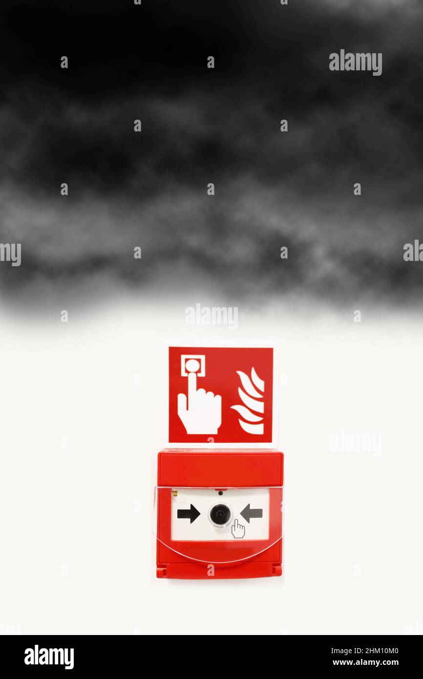 Fire alarm button in the building Stock Photo