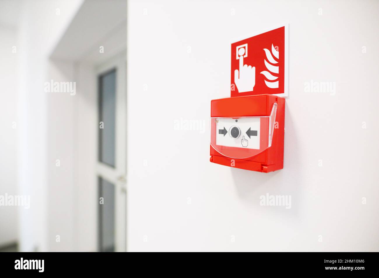 Fire alarm button in the building Stock Photo