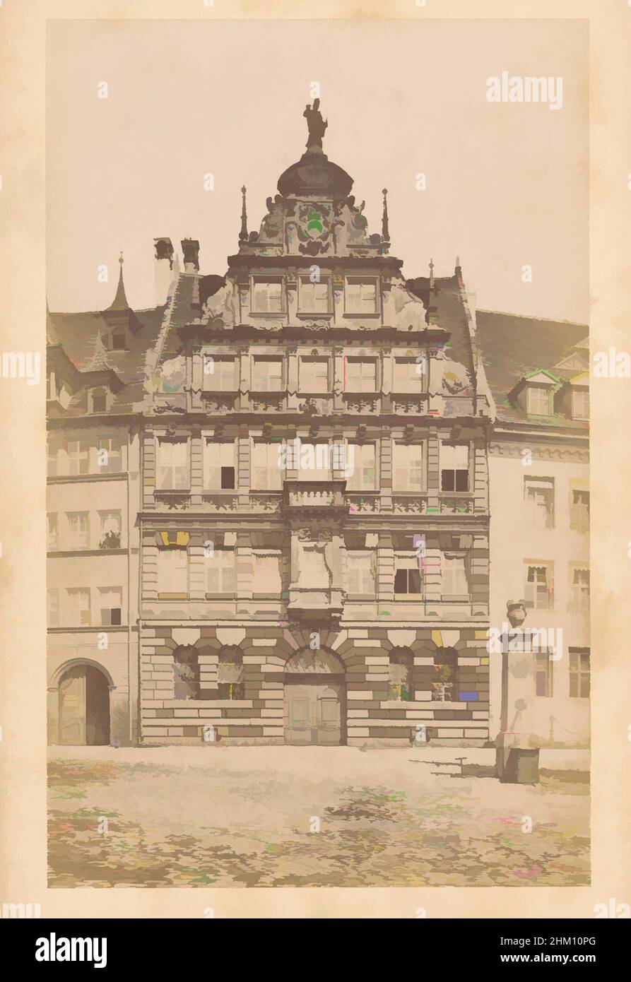 Art inspired by The Pellerhaus in Nuremberg, Pellerhaus, Nuremberg, publisher: Friedrich Bruckmann, Neurenberg, publisher: München, 1863 - 1898, cardboard, albumen print, height 171 mm × width 113 mm, Classic works modernized by Artotop with a splash of modernity. Shapes, color and value, eye-catching visual impact on art. Emotions through freedom of artworks in a contemporary way. A timeless message pursuing a wildly creative new direction. Artists turning to the digital medium and creating the Artotop NFT Stock Photo