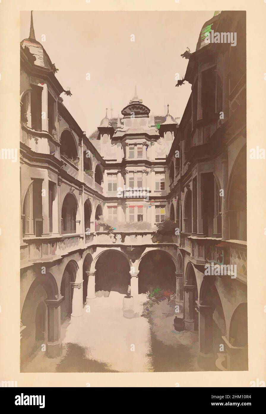 Art inspired by Courtyard of the Pellerhaus in Nuremberg, Hof im Peller'schen Hause, Nuremberg, publisher: Friedrich Bruckmann, Neurenberg, publisher: München, 1863 - 1898, cardboard, albumen print, height 171 mm × width 113 mm, Classic works modernized by Artotop with a splash of modernity. Shapes, color and value, eye-catching visual impact on art. Emotions through freedom of artworks in a contemporary way. A timeless message pursuing a wildly creative new direction. Artists turning to the digital medium and creating the Artotop NFT Stock Photo