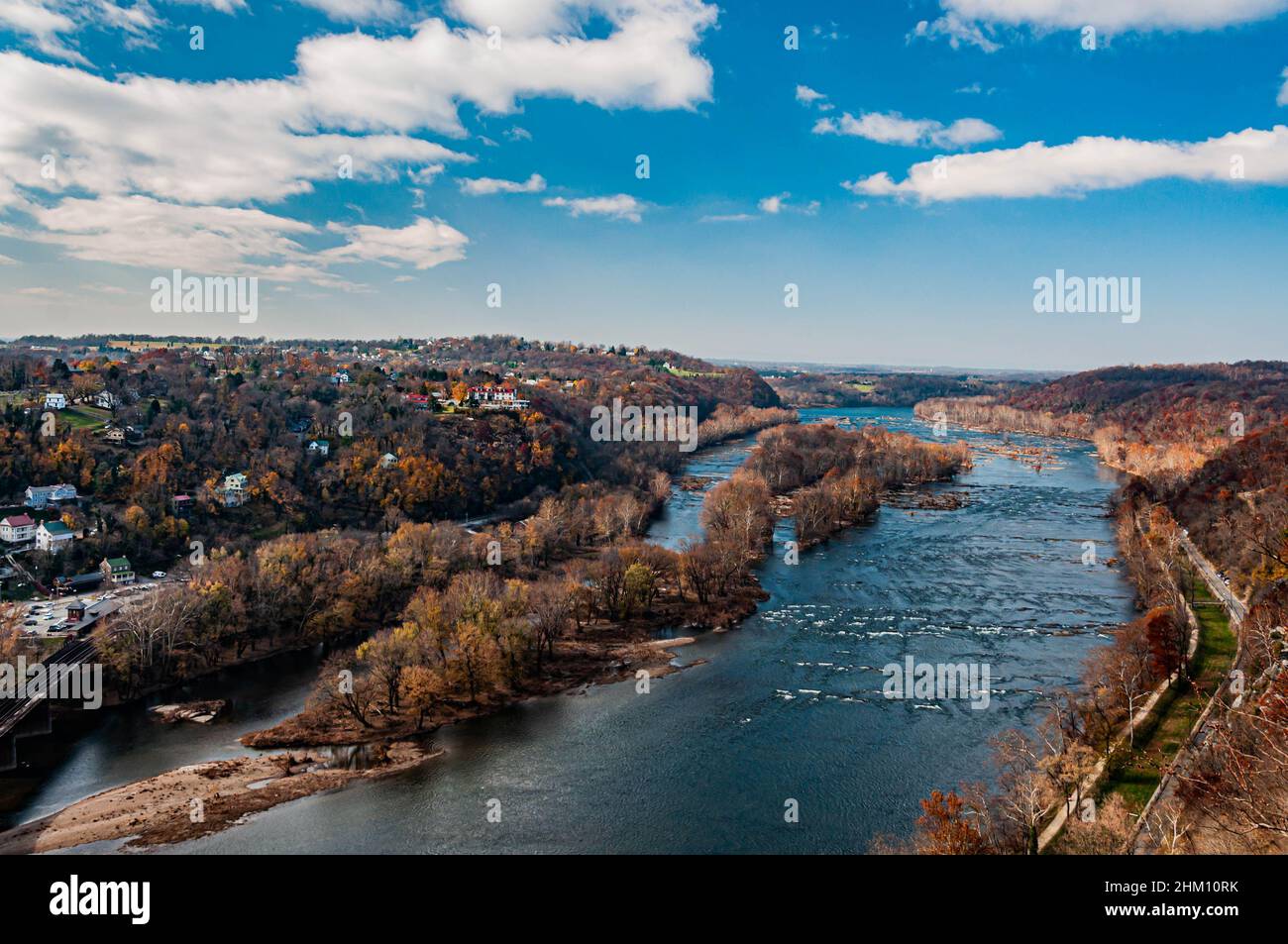 Upriver View From Maryland Heights, Harpers Ferry National Historic Park, West Virginia, USA Stock Photo