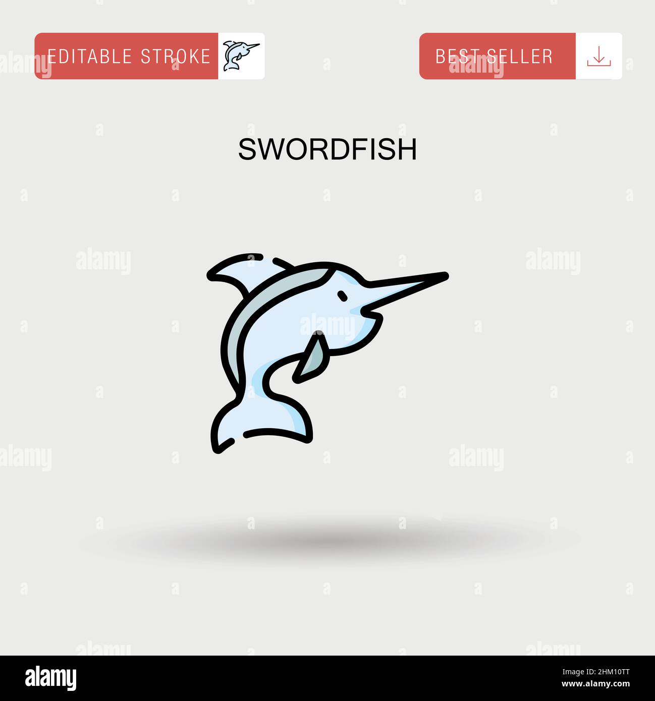 Swordfish Simple vector icon. Stock Vector