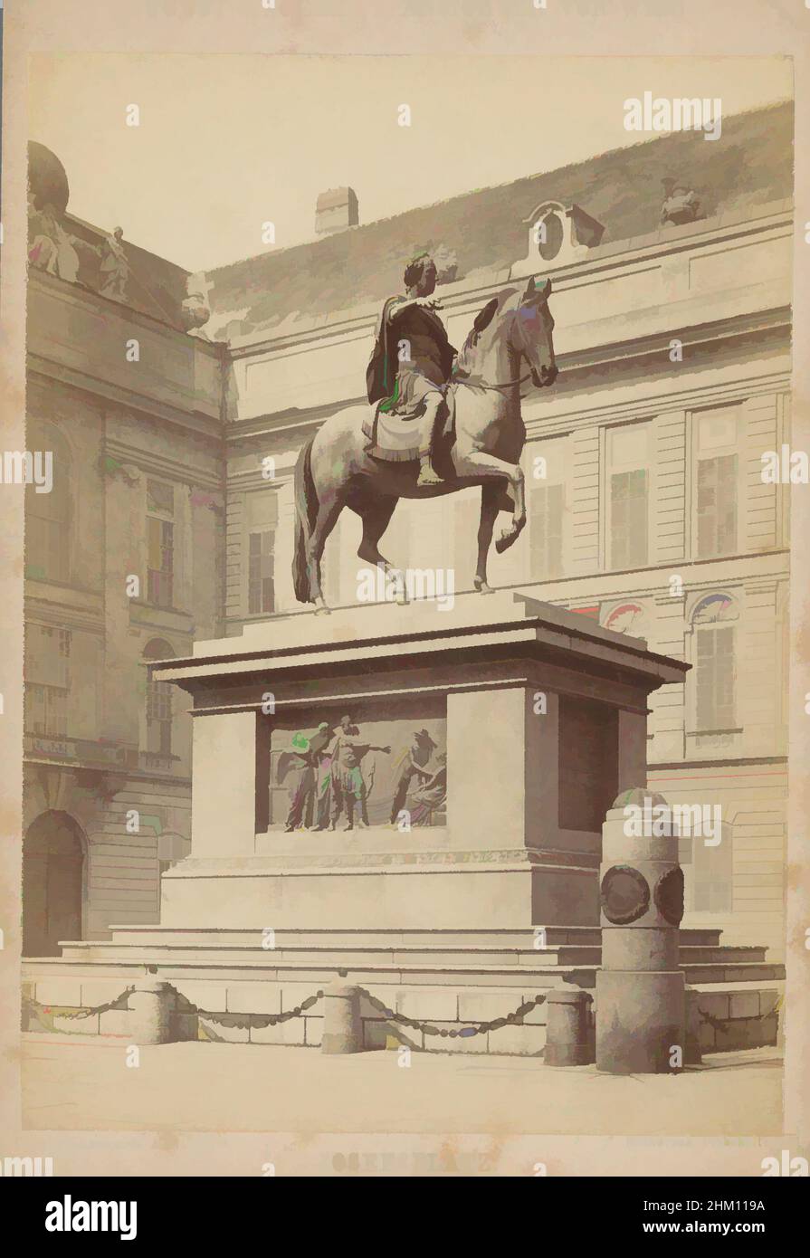 Art inspired by View of Josefsplatz in Vienna with equestrian statue of Joseph II by Franz Anton Zauner, Josefpatz, August Angerer's Ansichten von Wien, M. Frankenstein & Co., Vienna, c. 1875 - c. 1885, photographic support, cardboard, albumen print, height 140 mm × width 100 mm, Classic works modernized by Artotop with a splash of modernity. Shapes, color and value, eye-catching visual impact on art. Emotions through freedom of artworks in a contemporary way. A timeless message pursuing a wildly creative new direction. Artists turning to the digital medium and creating the Artotop NFT Stock Photo