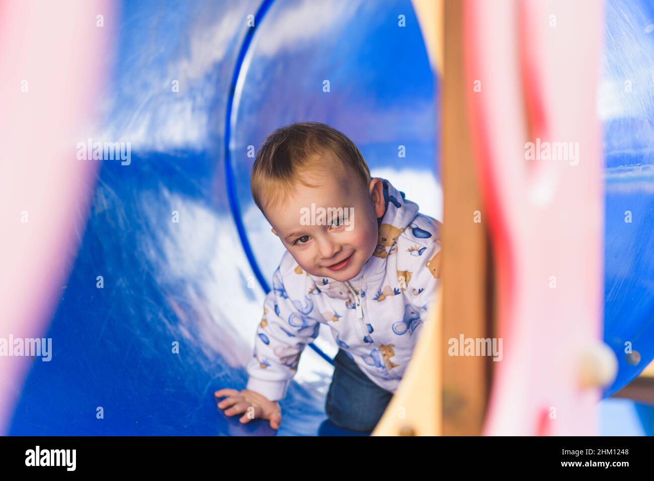 Cute little children are playing in the park Stock Photo