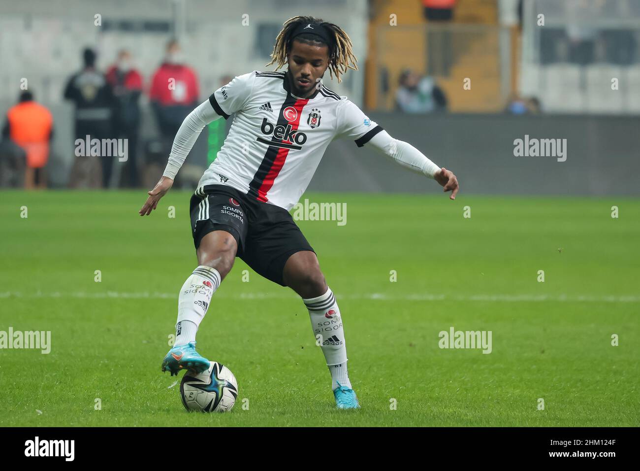 Istanbul, Turkey. 14th Jan, 2022. ISTANBUL, TURKEY - JANUARY 14: Valentin  Rosier of Besiktas JK runs with the ball during the Turkish Super Lig match  between Besiktas and Gaziantep FK at Vodafone