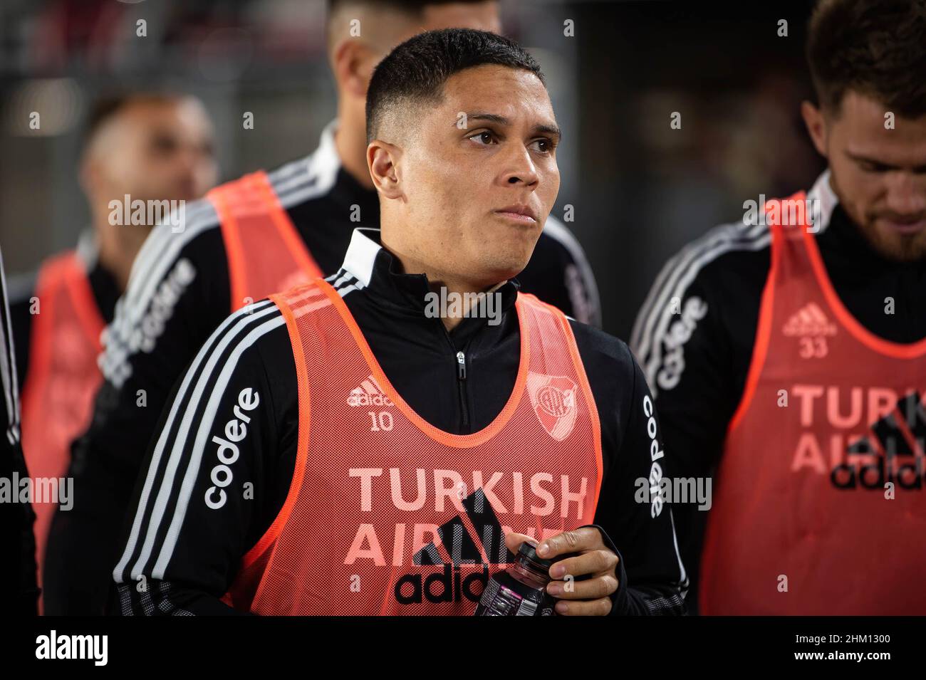 Buenos Aires, Argentina. 05th Feb, 2022. Juan Fernando Quintero of River Plate prior to the friendly match between River Plate and Velez Sarfield, at the Antonio Vespucio Liberti Monumental Stadium. Credit: SOPA Images Limited/Alamy Live News Stock Photo