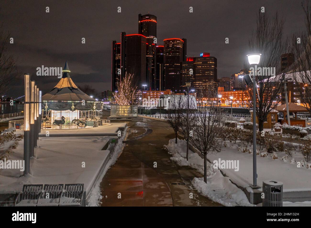 Detroit, Michigan Cullen Plaza on the Detroit Riverwalk, near General Motors' headquarters in