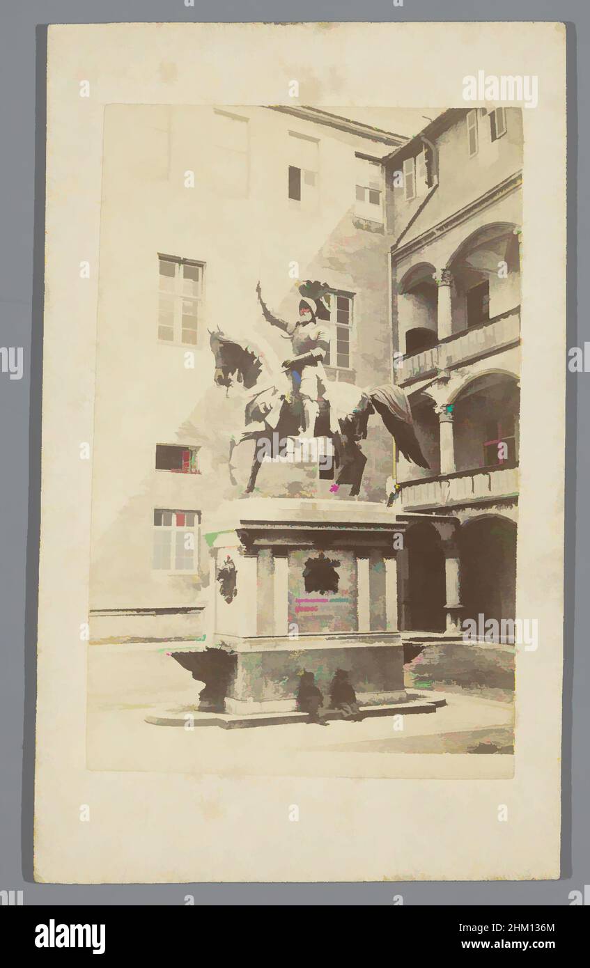 Art inspired by Equestrian statue of Duke Everhard I of Württemberg after Ludwig Hofer in the courtyard of the Altes Schloss in Stuttgart, Germany, Stuttgart, equestrian statue of King Wilhelm, Johann Ludwig von Hofer, Stuttgart, 1859 - 1885, paper, cardboard, albumen print, height 102, Classic works modernized by Artotop with a splash of modernity. Shapes, color and value, eye-catching visual impact on art. Emotions through freedom of artworks in a contemporary way. A timeless message pursuing a wildly creative new direction. Artists turning to the digital medium and creating the Artotop NFT Stock Photo