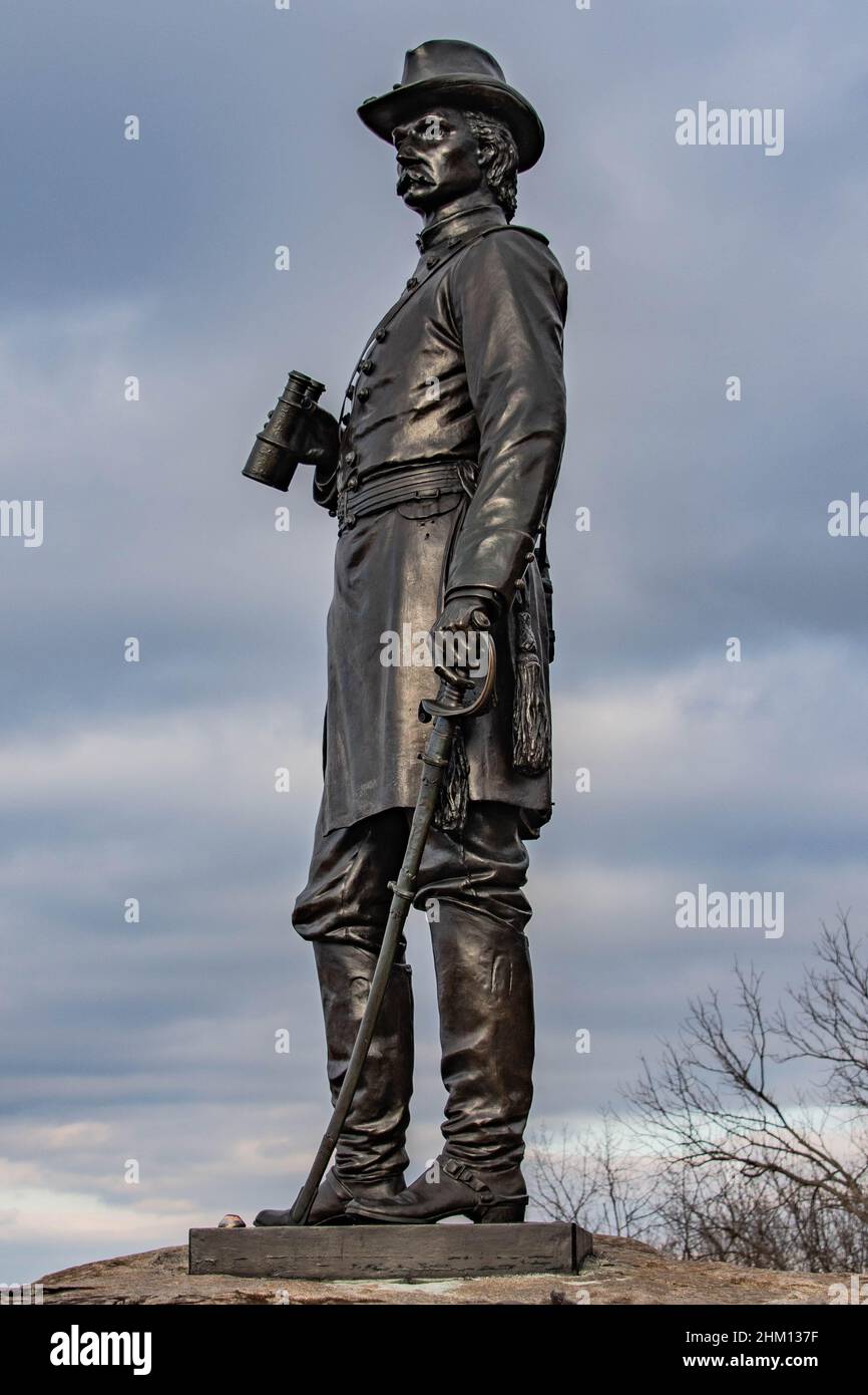 Monument to Brigadier General Gouverneur Kemble Warren, Little Round Top, Gettysburg