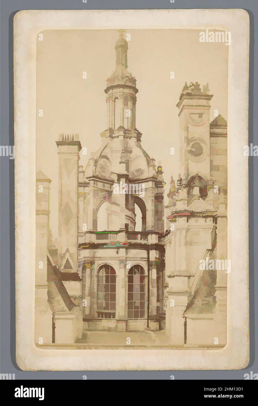 Art inspired by Lantern above the double spiral staircase in the castle of Chambord, France, Lanterne du Grand Escalier, Château de Chambord, Chambord, 1855 - 1885, paper, cardboard, albumen print, height 106 mm × width 69 mm, Classic works modernized by Artotop with a splash of modernity. Shapes, color and value, eye-catching visual impact on art. Emotions through freedom of artworks in a contemporary way. A timeless message pursuing a wildly creative new direction. Artists turning to the digital medium and creating the Artotop NFT Stock Photo