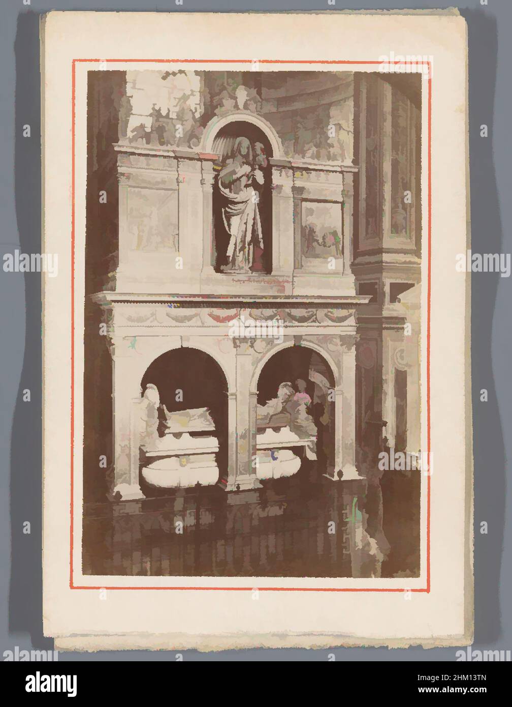 Art inspired by Tomb of Gian Galeazzo Visconti in the convent of Certosa di Pavia in Lombardy, Italy, Giovanni Cristoforo Romano, Lombardije, 1854 - 1885, paper, cardboard, albumen print, height 109 mm × width 74 mm, Classic works modernized by Artotop with a splash of modernity. Shapes, color and value, eye-catching visual impact on art. Emotions through freedom of artworks in a contemporary way. A timeless message pursuing a wildly creative new direction. Artists turning to the digital medium and creating the Artotop NFT Stock Photo