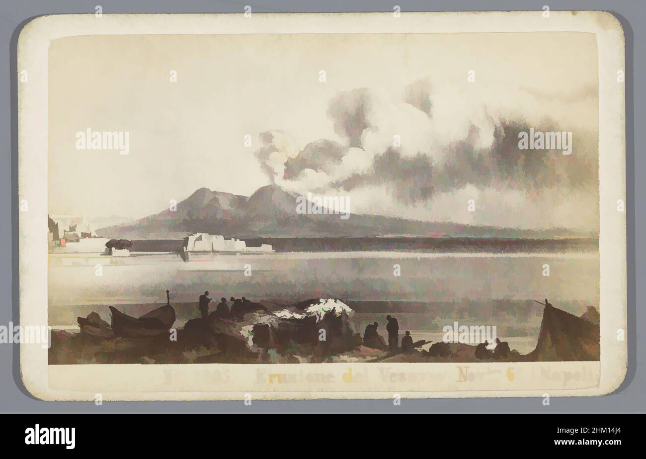 Art inspired by Photoreproduction of painting of an eruption of Mount Vesuvius, Eruzione del Vesuvio, after:, Nov-1867 - 1885, paper, cardboard, albumen print, height 66 mm × width 102 mm, Classic works modernized by Artotop with a splash of modernity. Shapes, color and value, eye-catching visual impact on art. Emotions through freedom of artworks in a contemporary way. A timeless message pursuing a wildly creative new direction. Artists turning to the digital medium and creating the Artotop NFT Stock Photo