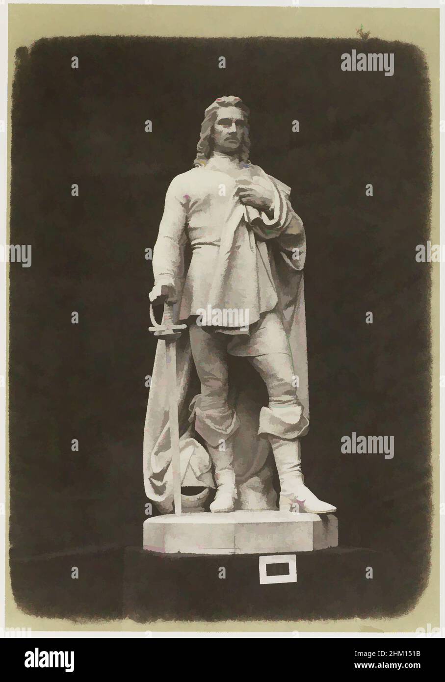 Art inspired by Statue by John Henry Foley, representing John Hampden, exhibited at the Great Exhibition of the Works of Industry of All Nations of 1851 in London, Hampden. Foley, Hugh Owen, printer: Nicolaas Henneman, London, 1851, photographic support, salted paper print, height 225, Classic works modernized by Artotop with a splash of modernity. Shapes, color and value, eye-catching visual impact on art. Emotions through freedom of artworks in a contemporary way. A timeless message pursuing a wildly creative new direction. Artists turning to the digital medium and creating the Artotop NFT Stock Photo