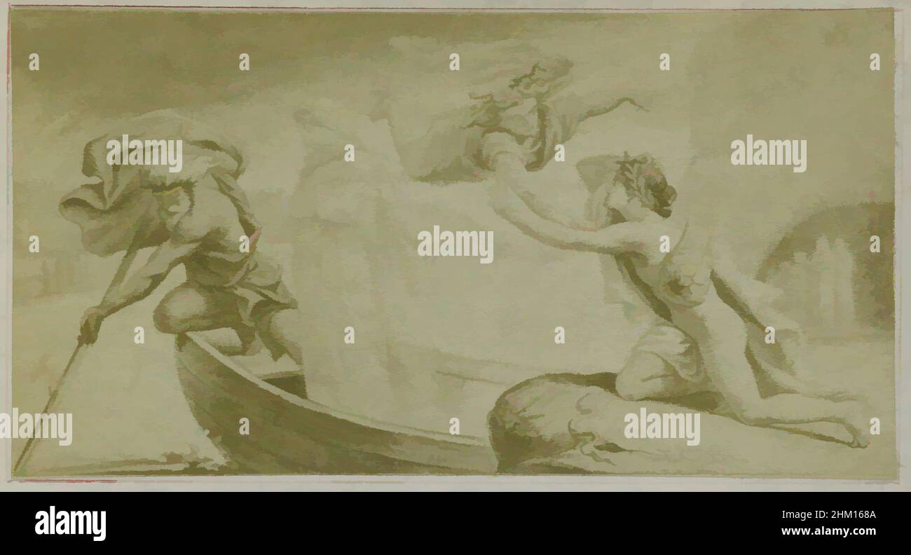 Art inspired by Photoreproduction of a painting, depicting the ghost of Eurydice being rowed across the Styx and Orpheus remaining behind, scene from Virgil's Georgica, after:, c. 1853 - in or before 1858, paper, albumen print, height 31 mm × width 60 mm, Classic works modernized by Artotop with a splash of modernity. Shapes, color and value, eye-catching visual impact on art. Emotions through freedom of artworks in a contemporary way. A timeless message pursuing a wildly creative new direction. Artists turning to the digital medium and creating the Artotop NFT Stock Photo