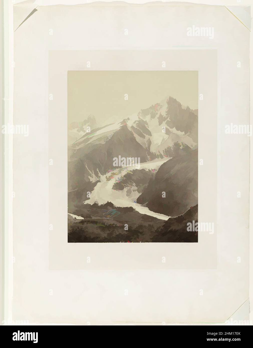 Art inspired by Alpine landscape, L'Aiguille Verte. Vue prise du Brévent.  Vallée de Chamonix (Savoie), Charles Soulier, publisher: Antonin, France,  c. 1860 - c. 1870, cardboard, albumen print, height 401 mm ×