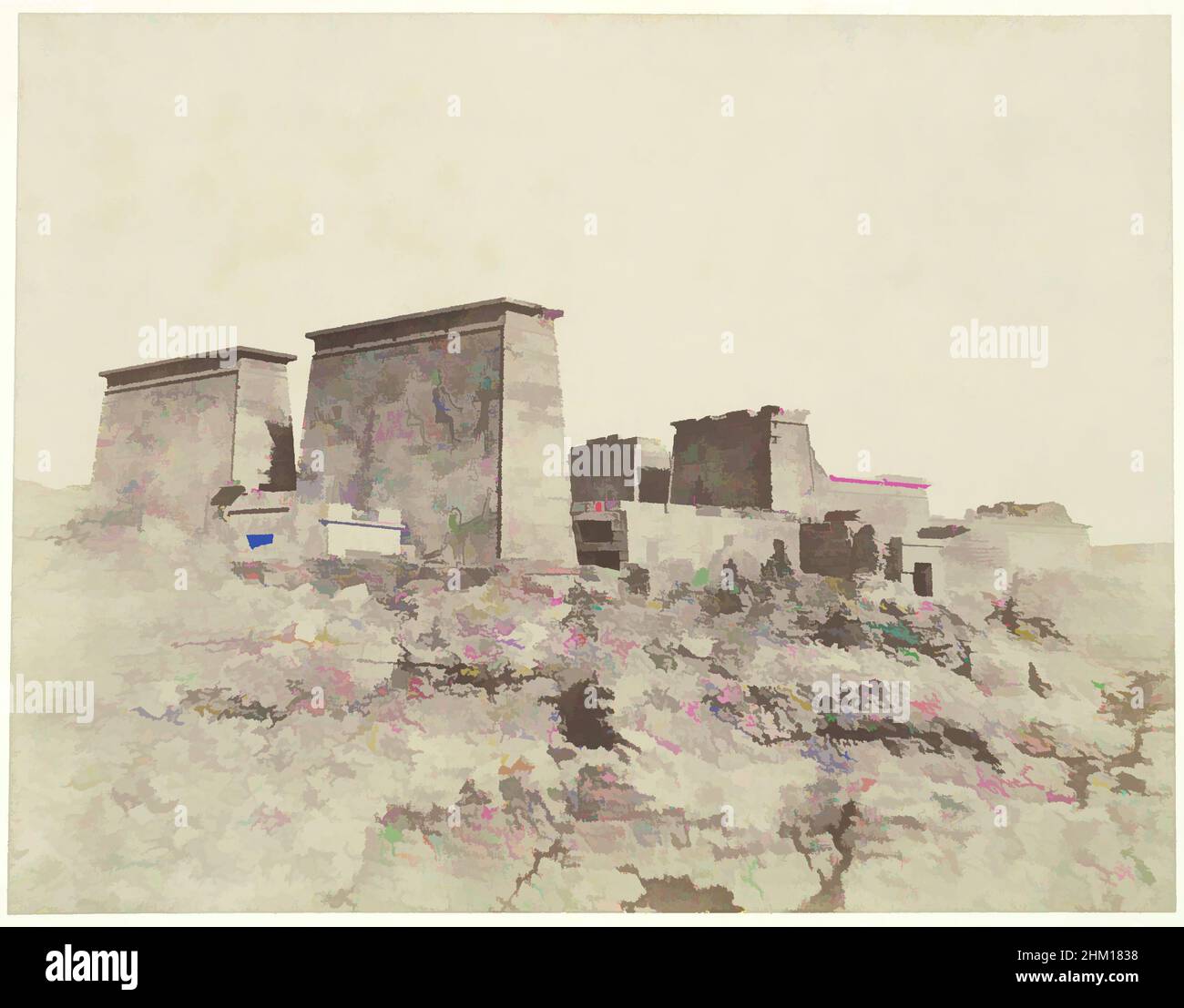 Art inspired by Isi temple at Philae, John Beasly Greene, Philae, 1854, paper, cardboard, salted paper print, height 228 mm × width 294 mmheight 369 mm × width 486 mm, Classic works modernized by Artotop with a splash of modernity. Shapes, color and value, eye-catching visual impact on art. Emotions through freedom of artworks in a contemporary way. A timeless message pursuing a wildly creative new direction. Artists turning to the digital medium and creating the Artotop NFT Stock Photo