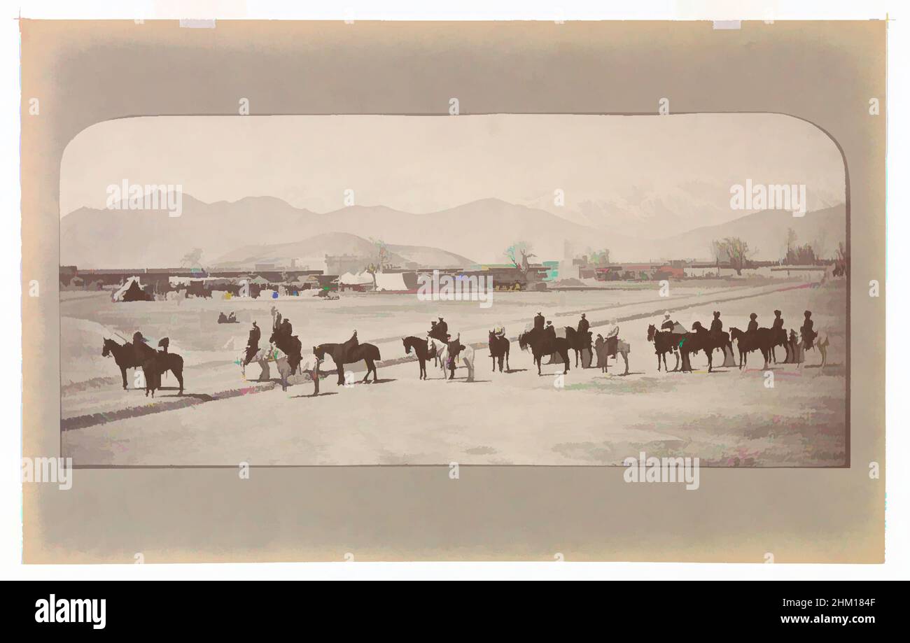 Art inspired by British Army unit of Field Marshal Frederick Sleigh Roberts on horseback near a military camp during the Second British-Afghan War, John Burke, Afghanistan, 1878 - 1880, paper, albumen print, height 196 mm × width 313 mm, Classic works modernized by Artotop with a splash of modernity. Shapes, color and value, eye-catching visual impact on art. Emotions through freedom of artworks in a contemporary way. A timeless message pursuing a wildly creative new direction. Artists turning to the digital medium and creating the Artotop NFT Stock Photo