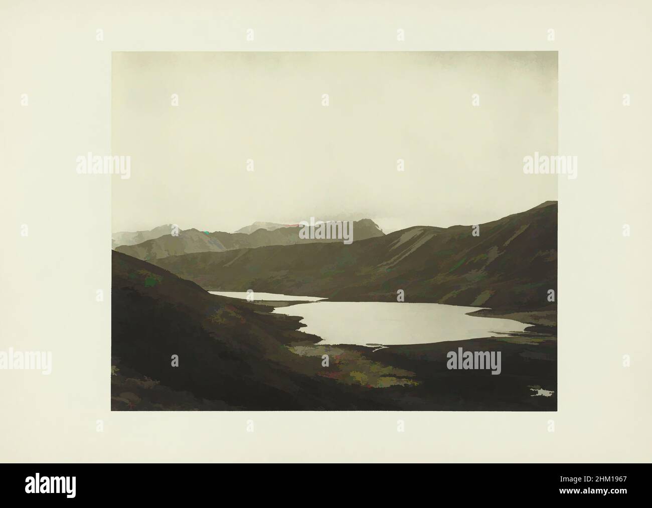 Art inspired by View of Lake Tsomgo in the Himalayas, India, The Tshogna, John Claude White, Sikkim, 1903 - 1904, paper, cardboard, albumen print, height 230 mm × width 286 mmheight 315 mm × width 438 mm, Classic works modernized by Artotop with a splash of modernity. Shapes, color and value, eye-catching visual impact on art. Emotions through freedom of artworks in a contemporary way. A timeless message pursuing a wildly creative new direction. Artists turning to the digital medium and creating the Artotop NFT Stock Photo