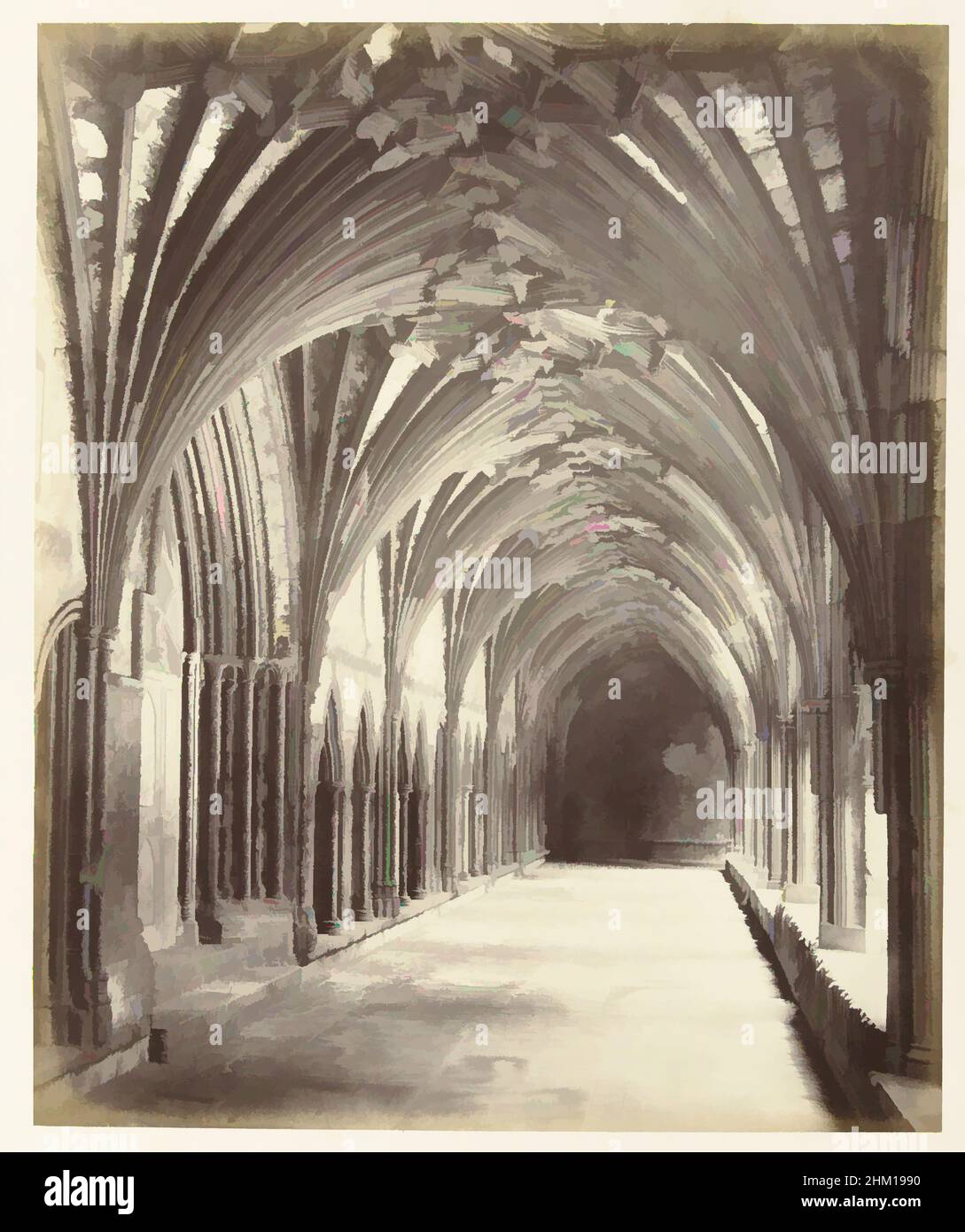 Art inspired by View into the cloister of Canterbury Cathedral, Henry George Austin (attributed to), Canterbury, 1861, paper, cardboard, albumen print, height 294 mm × width 242 mmheight 394 mm × width 332 mm, Classic works modernized by Artotop with a splash of modernity. Shapes, color and value, eye-catching visual impact on art. Emotions through freedom of artworks in a contemporary way. A timeless message pursuing a wildly creative new direction. Artists turning to the digital medium and creating the Artotop NFT Stock Photo
