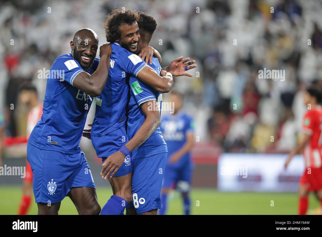 Abu Dhabi, United Arab Emirates. 06th Feb, 2022. Mohammed Bin Zayed Stadium Mohamed Kanno celebrates his goal during the 2021 Club World Cup Round 2 football match between Al Hilal v Al Jazira at the Mohammed Bin Zayed Stadium in Abu Dhabi UAE Richard Callis Credit: SPP Sport Press Photo. /Alamy Live News Stock Photo