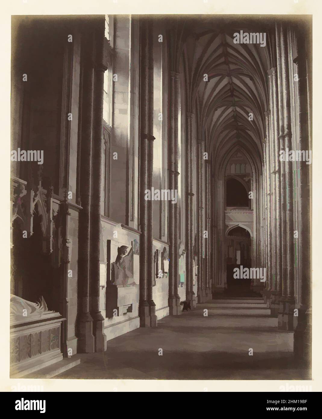 Art inspired by View into side aisle of Canterbury Cathedral, Henry George Austin (attributed to), Canterbury, 1860, paper, cardboard, albumen print, height 284 mm × width 237 mmheight 394 mm × width 333 mm, Classic works modernized by Artotop with a splash of modernity. Shapes, color and value, eye-catching visual impact on art. Emotions through freedom of artworks in a contemporary way. A timeless message pursuing a wildly creative new direction. Artists turning to the digital medium and creating the Artotop NFT Stock Photo
