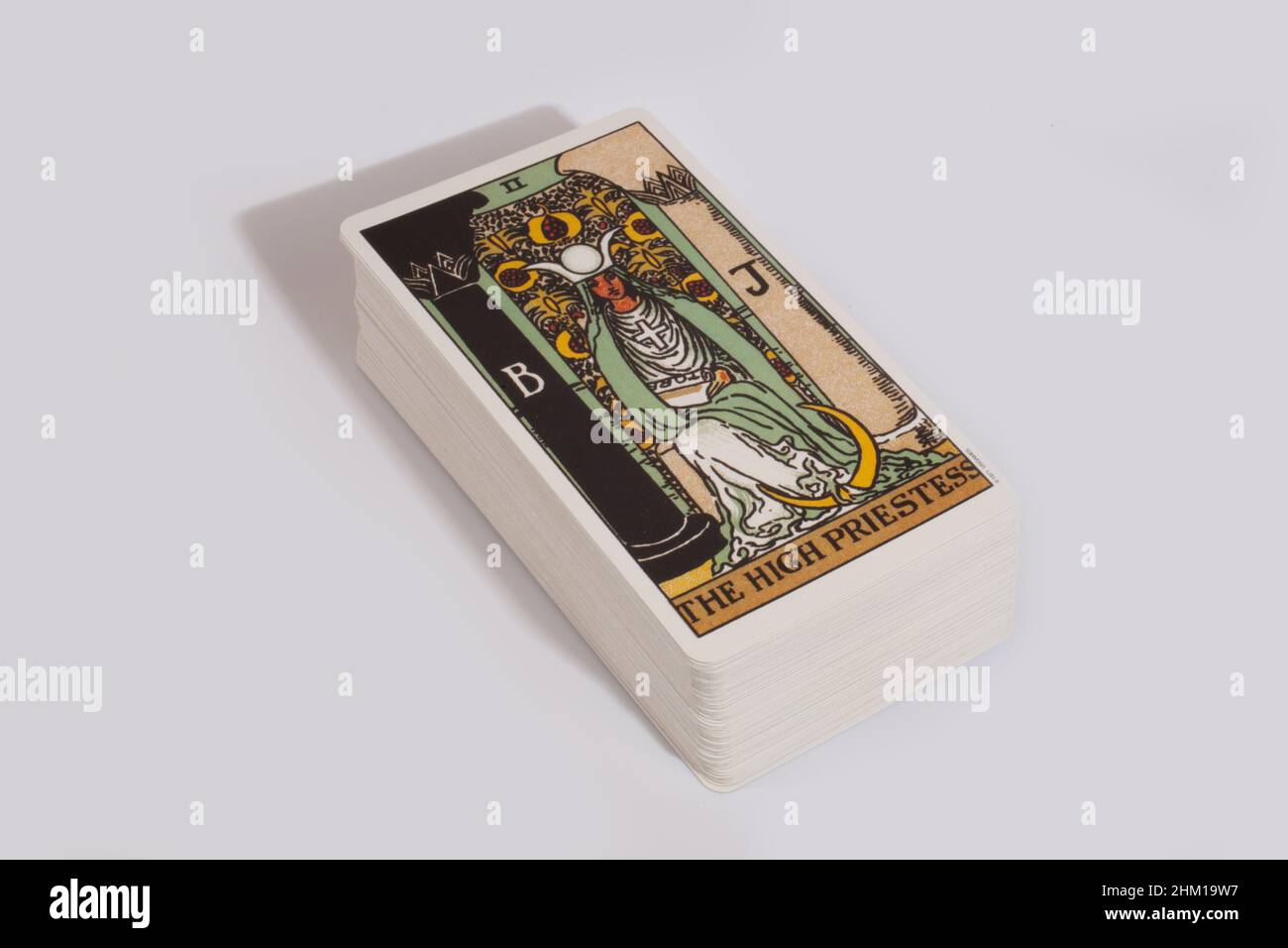 The High Priestess card from a traditional tarot pack Stock Photo