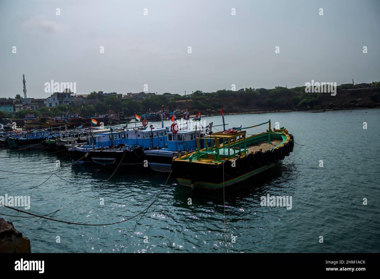 Boats sailing in Bet dwarka Stock Photo Alamy