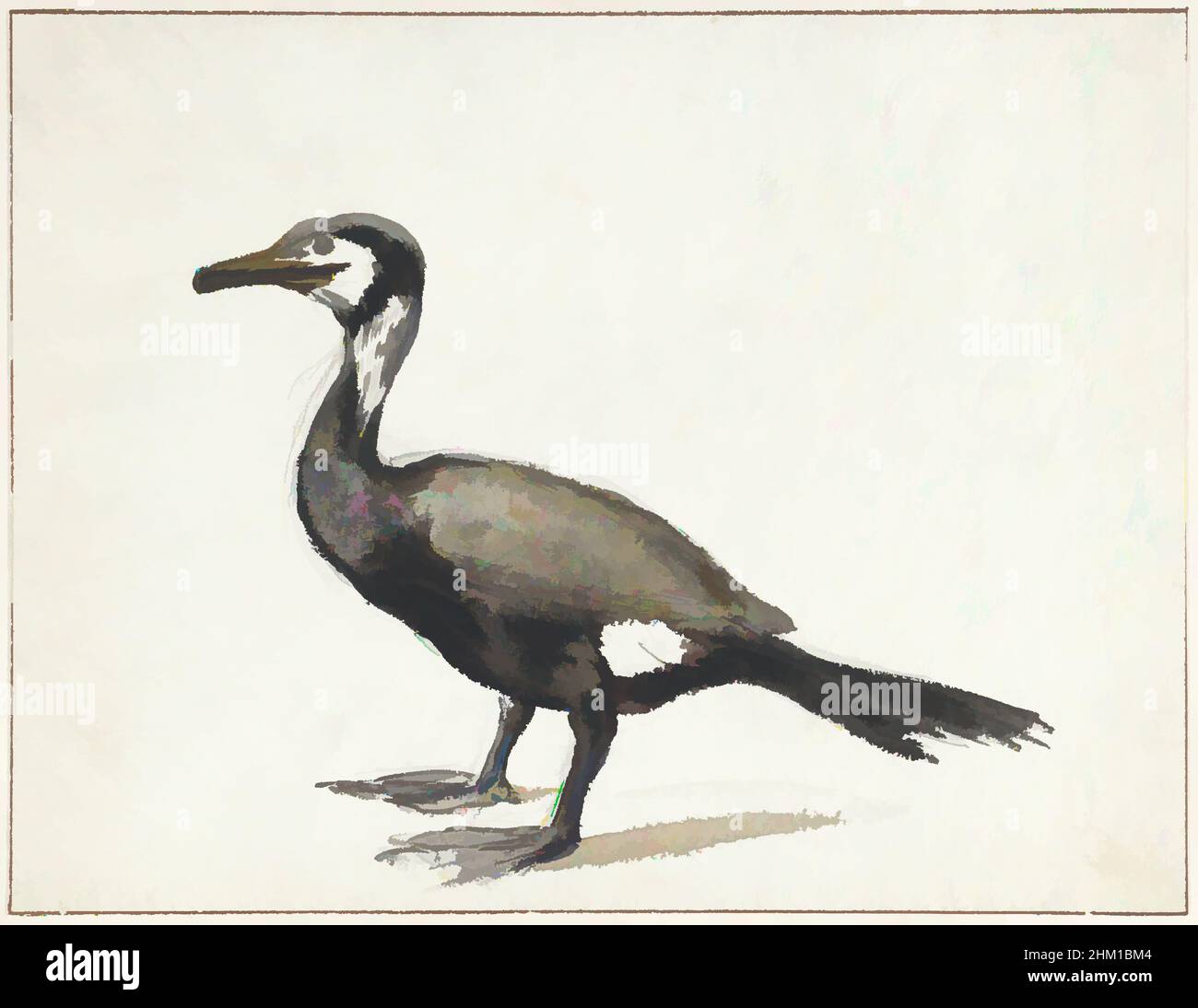 Art inspired by Cormorant, draughtsman: Willem Roelofs (I), 1832 - 1897, paper, pencil, brush, height 226 mm × width 294 mm, Classic works modernized by Artotop with a splash of modernity. Shapes, color and value, eye-catching visual impact on art. Emotions through freedom of artworks in a contemporary way. A timeless message pursuing a wildly creative new direction. Artists turning to the digital medium and creating the Artotop NFT Stock Photo