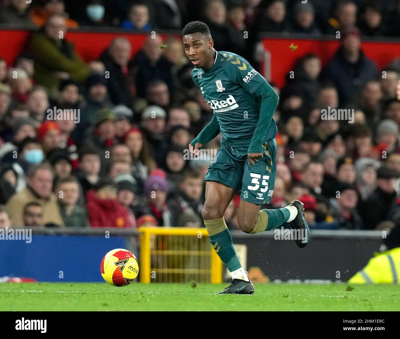 Manchester, England, 4th February 2022. Isaiah Jones of Middlesbrough during the Emirates FA Cup match at Old Trafford, Manchester. Picture credit should read: Andrew Yates / Sportimage Credit: Sportimage/Alamy Live News Stock Photo
