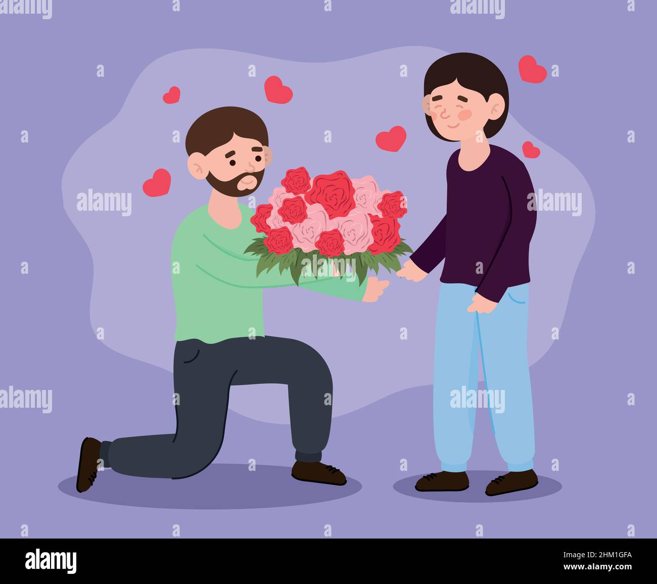 gay couple giving flowers Stock Vector Image & Art Alamy