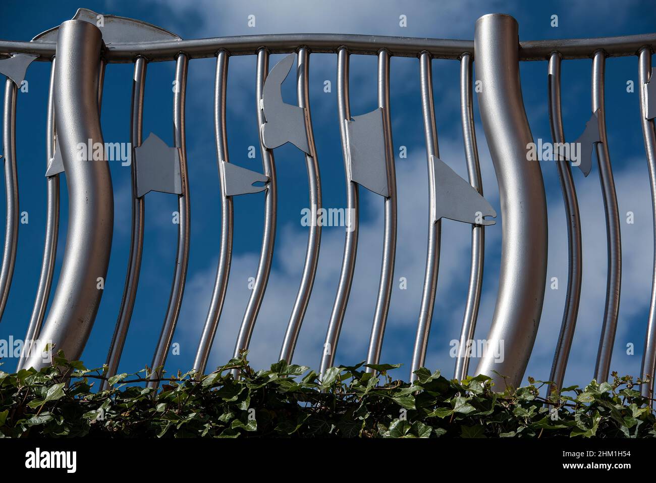 Section of 'Fish Railings' by David Annand in Denny Town Centre Stock Photo