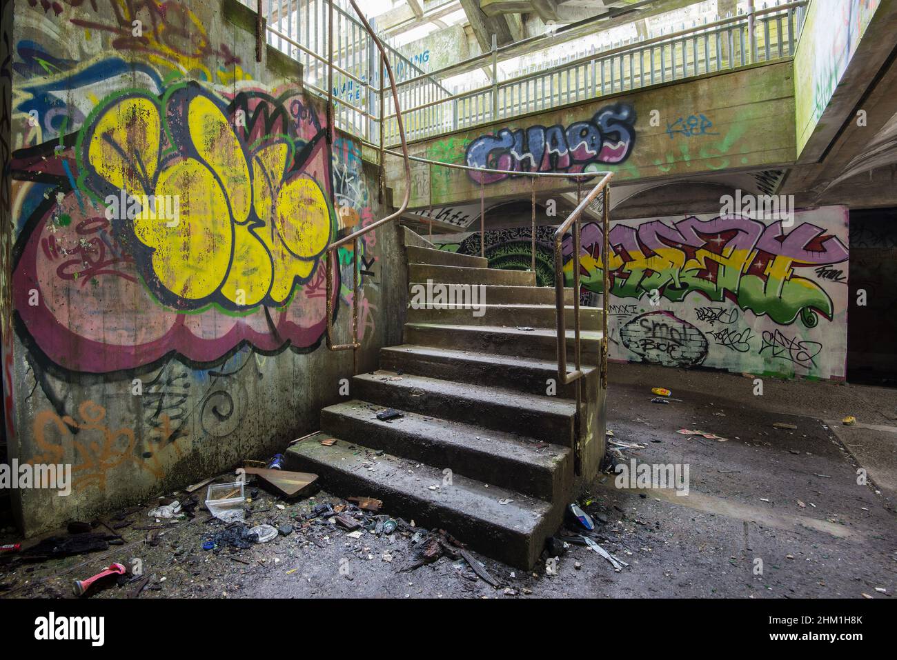 Derelict A listed brutalist style building and former priest's training centre, St Peter's Seminary in Cardross, Argyll and Bute, Scotland Stock Photo
