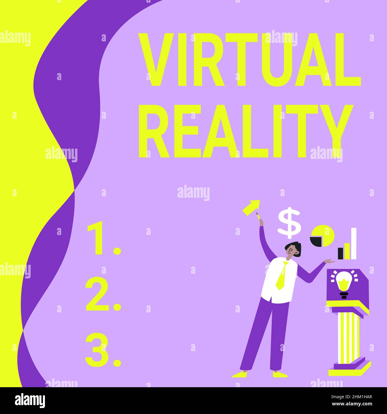 Conceptual display Virtual Reality. Business concept Virtual Reality Manstanding Alone