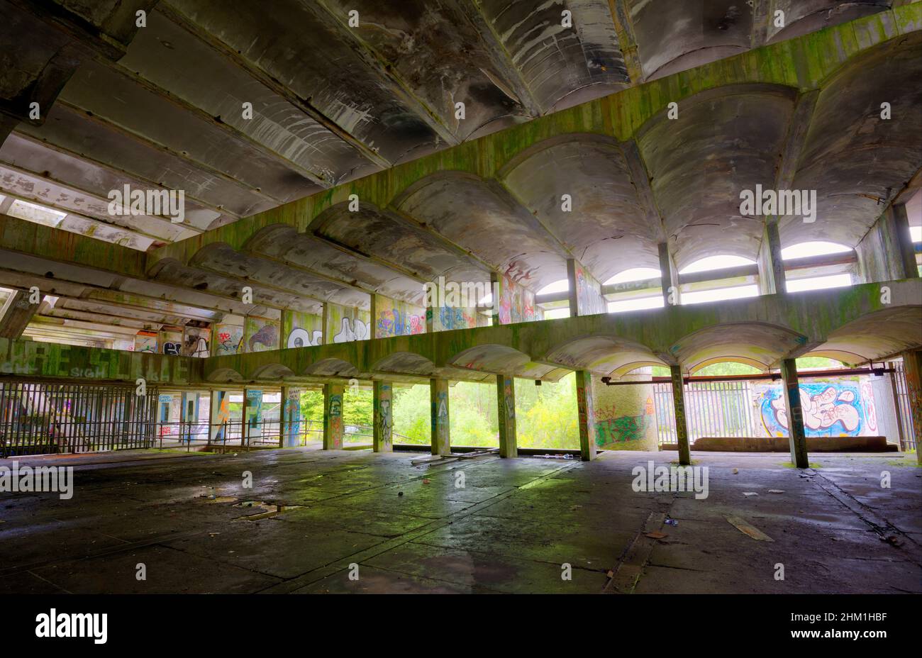 Derelict A listed brutalist style building and former priest's training centre, St Peter's Seminary in Cardross, Argyll and Bute, Scotland Stock Photo