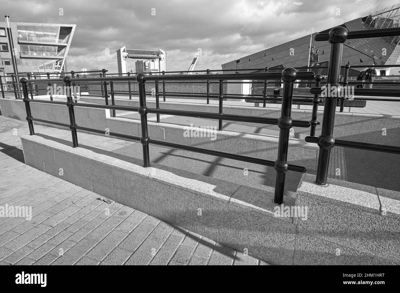 Black painted handrails example Stock Photo Alamy