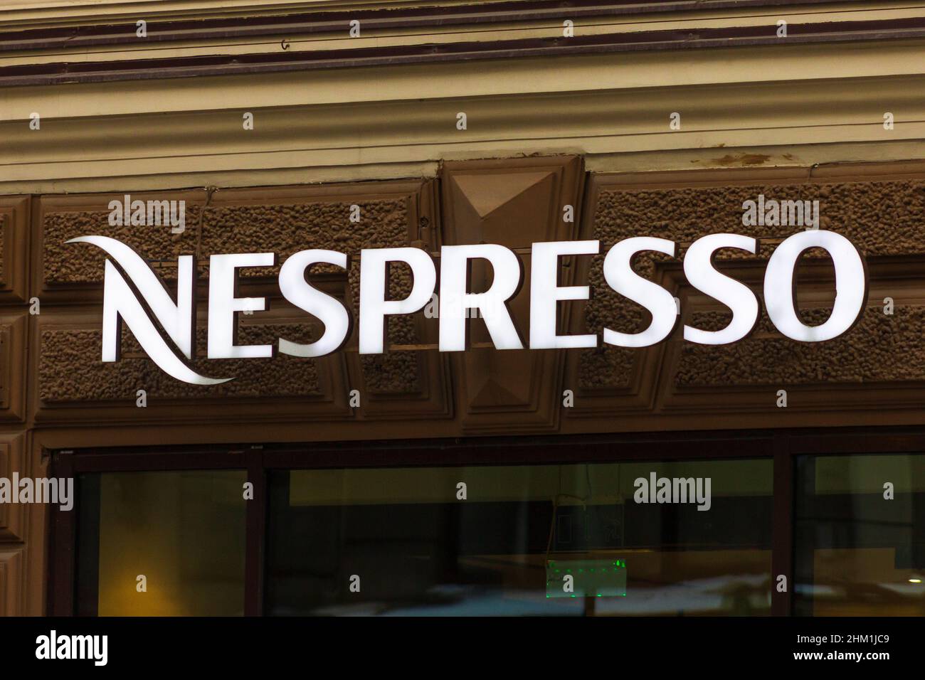 nespresso logo sign brand global coffee shop capsule  Stock Photo