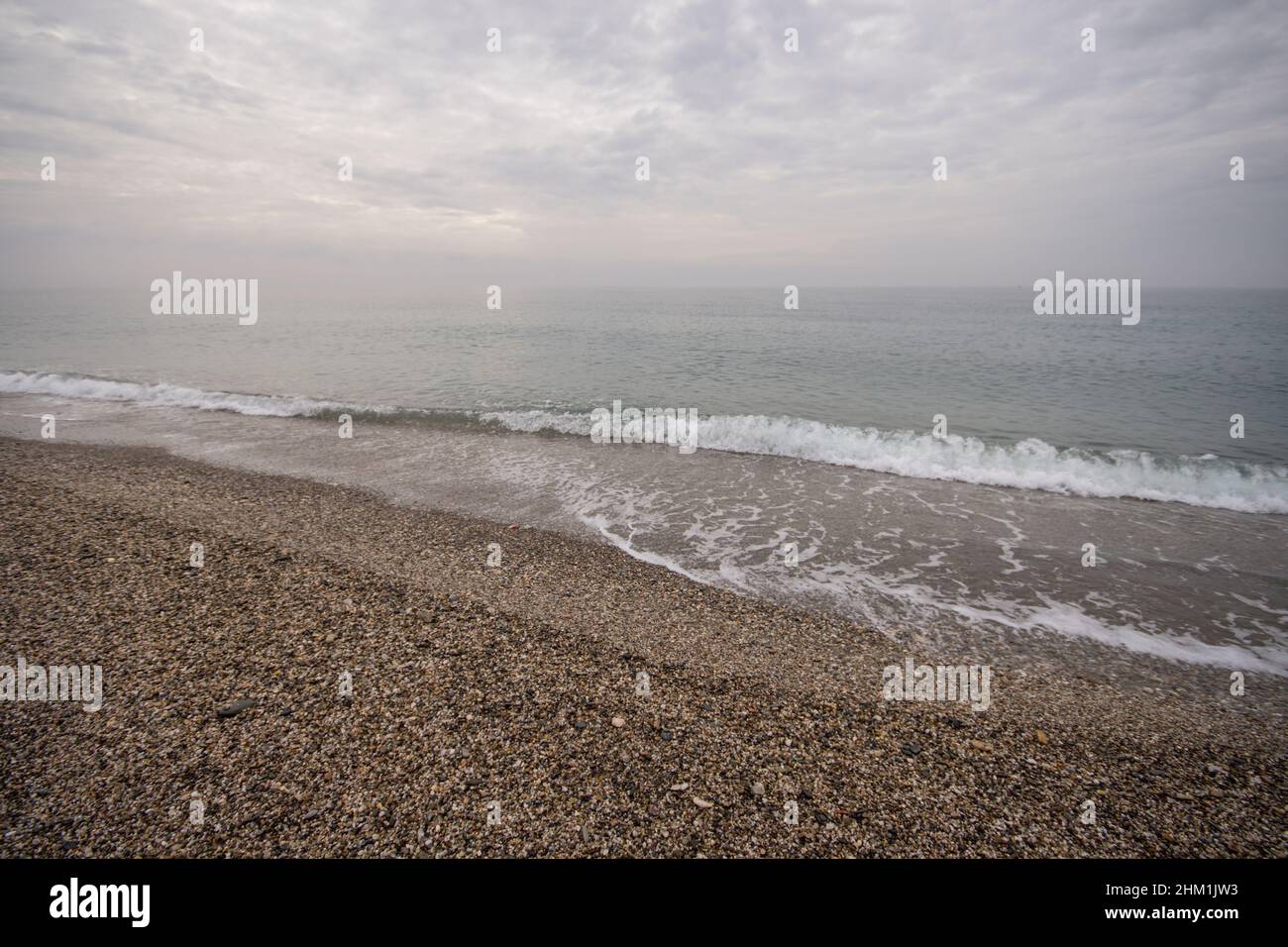 Clouded beaches at Punta Entinas-Sabinar, nature reserve, Almeria, Spain. Stock Photo
