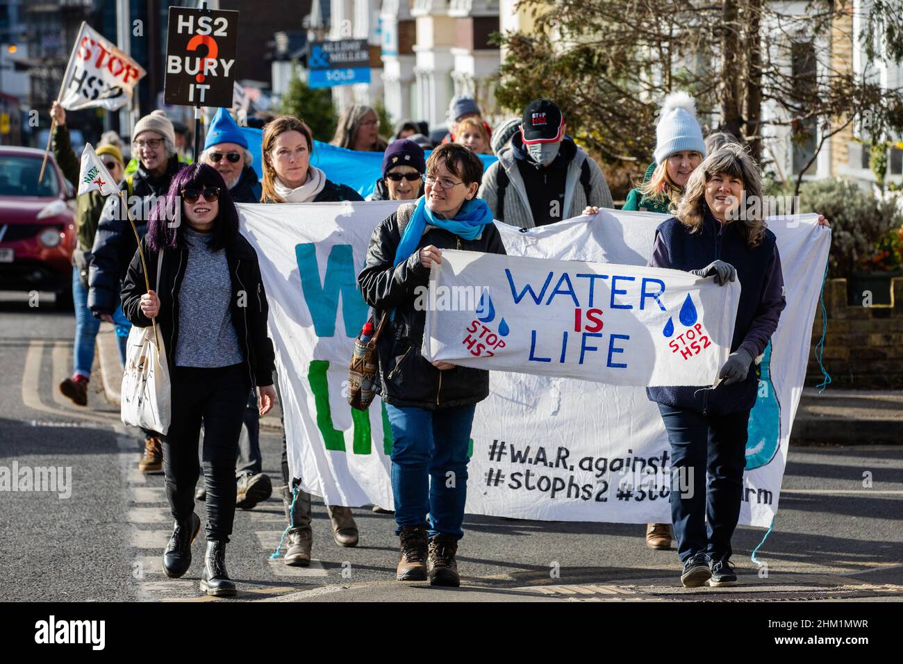 Hs2 Protest Graph Uxbridge, UK. 5th February, 2022. Stop HS2 campaigners take part in a ...